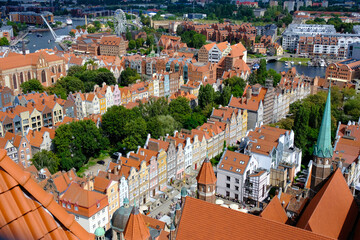 View of the red roofs of the old town