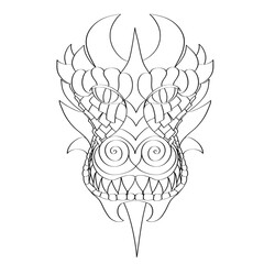 Fantasy dragon. Symbol of the New Year in the Chinese calendar. Outline illustration.