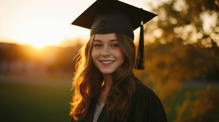 Young girl wearing a graduation cap
