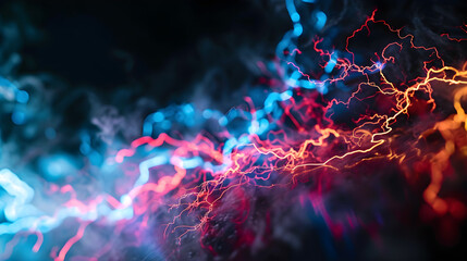 Fototapeta premium Abstract background of multi coloured lightning