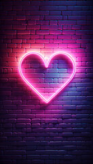 neon heart on a brick wall, generative AI