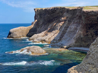 Fototapeta premium Cape St George on the Port au Port Peninsula on southwest coast of Newfoundland in the province of Newfoundland and Labrador, Canada. Boutte du Cap Park.