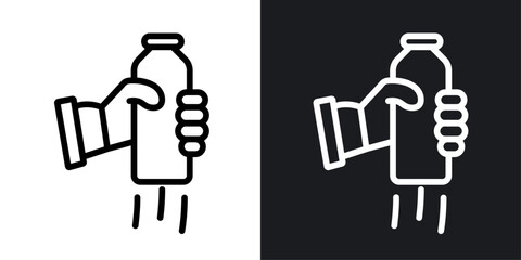 Liquid Stir line icon. Pre-consumption liquid agitation icon in black and white color.