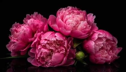 Freshness of pink peony petals in a vibrant summer bouquet generated by AI