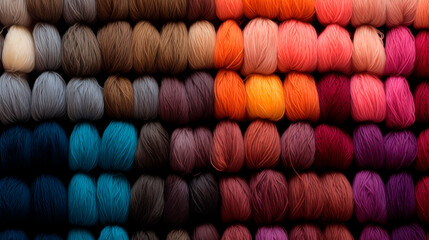 Imagen con madejas de lana de vivos colores para usarlo como fondo - obrazy, fototapety, plakaty