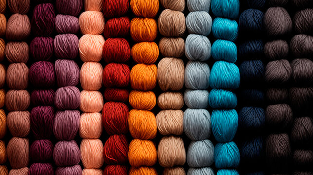 Imagen con madejas de lana de vivos colores para usarlo como fondo