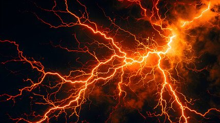 Abstract background of orange lightning - obrazy, fototapety, plakaty