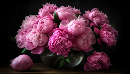 A beautiful bouquet of pink peonies brings romance to summer generated by AI