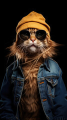 portrait of a cat with sunglasses
