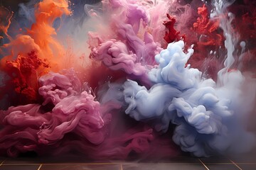 Ethereal maroon and azure liquids blending seamlessly in an enchanting fusion