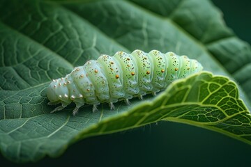 Fototapeta premium close up of caterpillar on a leaf