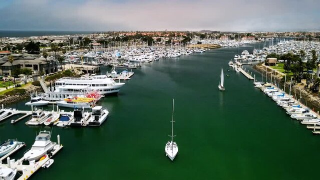 Oxnard harbor, California / aerial timelapse