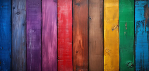 Rainbow boards and textured faded paint for wallpaper or background 001 - obrazy, fototapety, plakaty