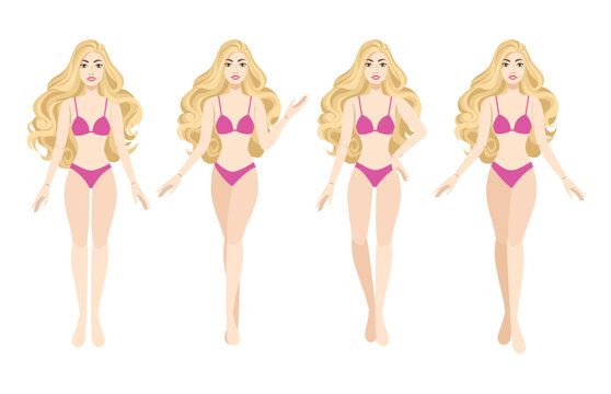 Fashion dolls set in different poses with bikinis