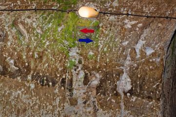 A scene from underground ancient city in Cappadocia, Turkey.