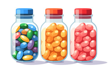 capsules in glass bottle vector flat isolated vector style illustration