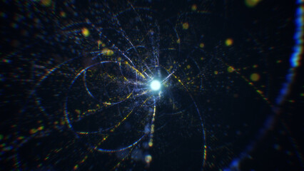 Obraz premium 3D rendering of an abstract digital tunnel in cyberspace made of particles