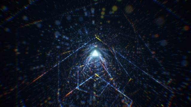 3D rendering of an abstract digital tunnel in cyberspace made of particles © Vitaly