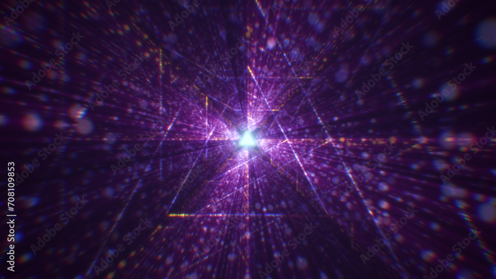 Poster 3d rendering of an abstract digital tunnel in cyberspace made of particles