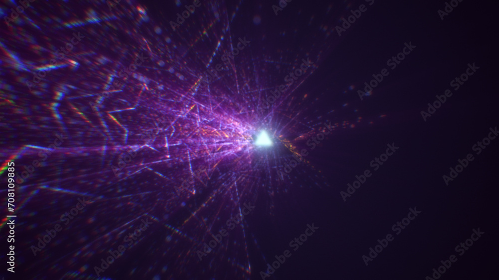 Poster 3d rendering of an abstract digital tunnel in cyberspace made of particles