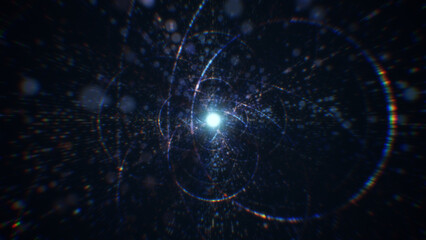 3D rendering of an abstract digital tunnel in cyberspace made of particles