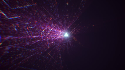 Naklejka premium 3D rendering of an abstract digital tunnel in cyberspace made of particles
