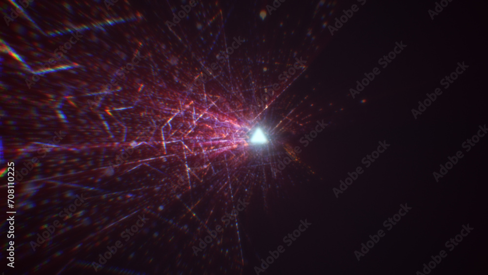 Poster 3d rendering of an abstract digital tunnel in cyberspace made of particles