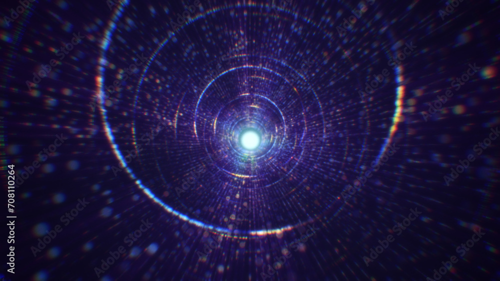 Poster 3d rendering of an abstract digital tunnel in cyberspace made of particles