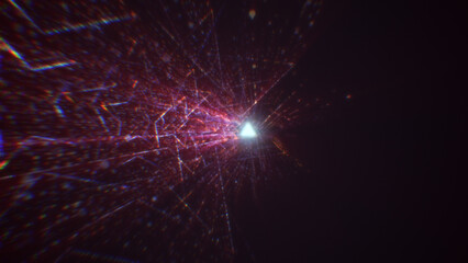 Obraz premium 3D rendering of an abstract digital tunnel in cyberspace made of particles