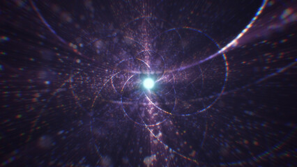 3D rendering of an abstract digital tunnel in cyberspace made of particles