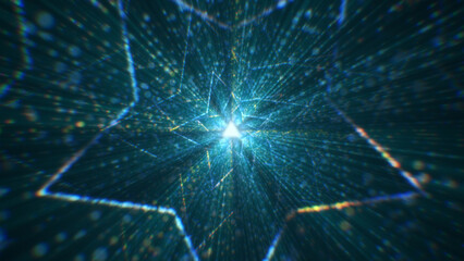 3D rendering of an abstract digital tunnel in cyberspace made of particles