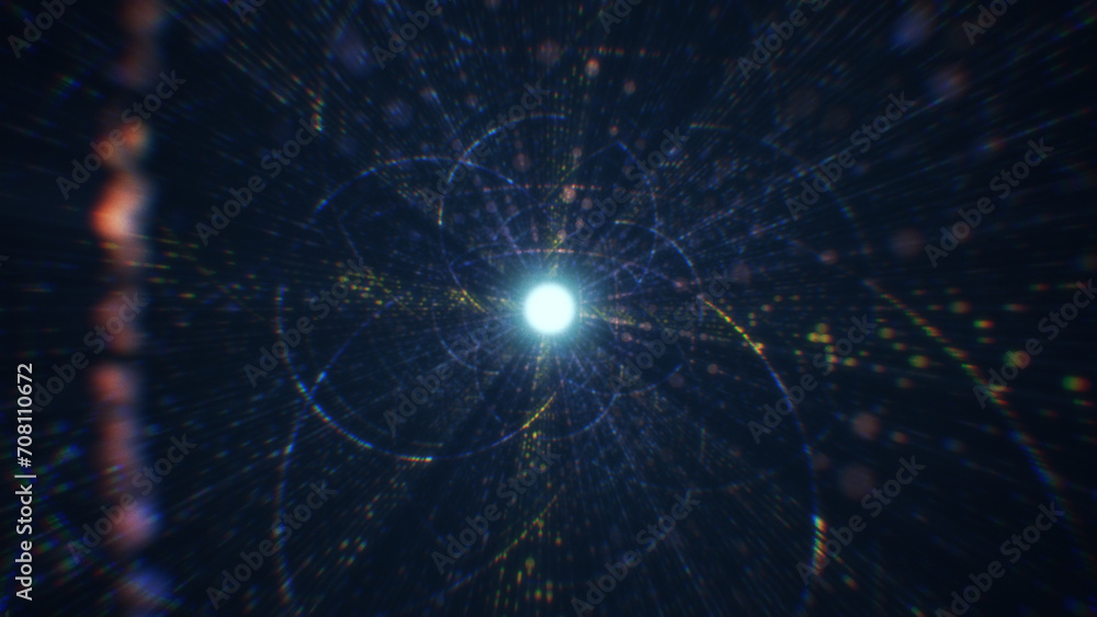 Poster 3d rendering of an abstract digital tunnel in cyberspace made of particles