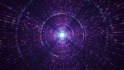 Obraz premium 3D rendering of an abstract digital tunnel in cyberspace made of particles