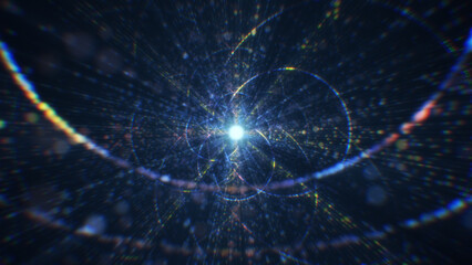 Fototapeta premium 3D rendering of an abstract digital tunnel in cyberspace made of particles
