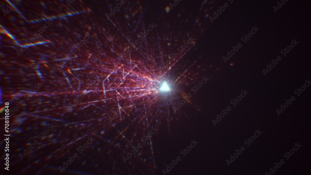 Poster 3d rendering of an abstract digital tunnel in cyberspace made of particles