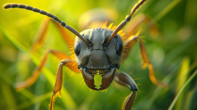 Ant in super zoom, ant face macro photography