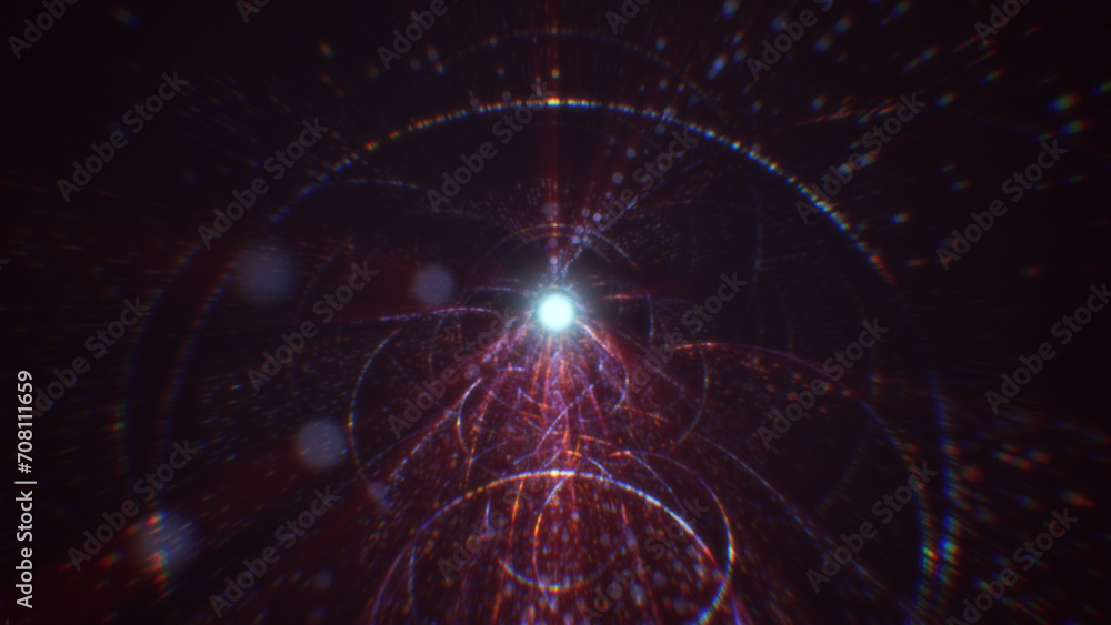 Poster 3d rendering of an abstract digital tunnel in cyberspace made of particles