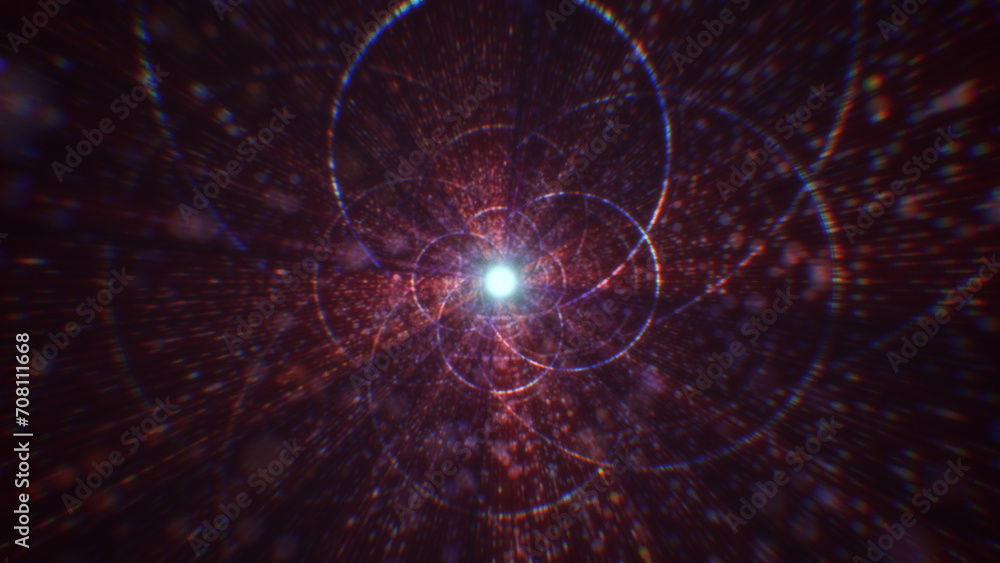 Poster 3d rendering of an abstract digital tunnel in cyberspace made of particles