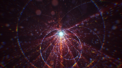 Obraz premium 3D rendering of an abstract digital tunnel in cyberspace made of particles