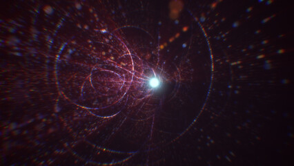 3D rendering of an abstract digital tunnel in cyberspace made of particles
