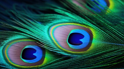 Obraz premium Close-up detail of vibrant peacock feathers