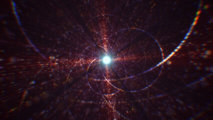 Obraz premium 3D rendering of an abstract digital tunnel in cyberspace made of particles