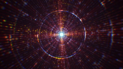 Obraz premium 3D rendering of an abstract digital tunnel in cyberspace made of particles