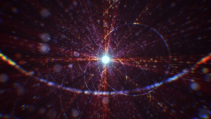 Naklejka premium 3D rendering of an abstract digital tunnel in cyberspace made of particles