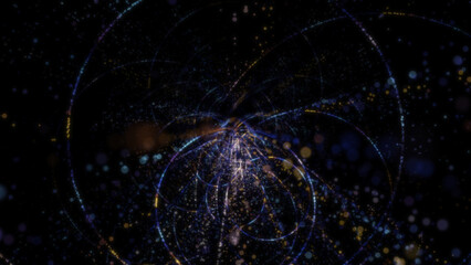 3D rendering of an abstract digital tunnel in cyberspace made of particles