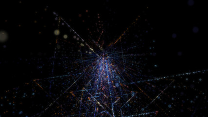 3D rendering of an abstract digital tunnel in cyberspace made of particles