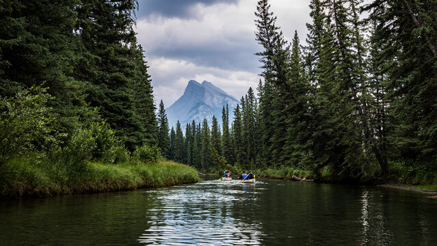 kayak on the river near banff