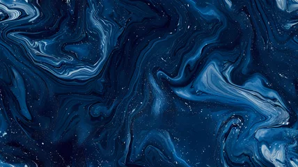 Fotobehang Smooth midnight blue marbled surface background or wallpaper or website or header, copy text space for words © Artistic Visions