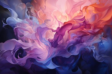 Iridescent silver and amethyst liquids swirling, producing a surreal and captivating wallpaperr - obrazy, fototapety, plakaty