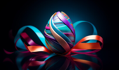 Colorful ribbon in the shape of egg, Easter card